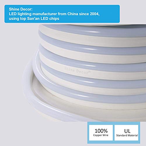 Shine Decor Led Neon Lights, dimmable 6500K Cool White Rope Lights, Update Waterproof 2835 120Leds/M, 50ft, 110V, Included All Necessary Accessories, Flex Durable for Outdoor Decor Or Commercial Use - Thumbnail 3