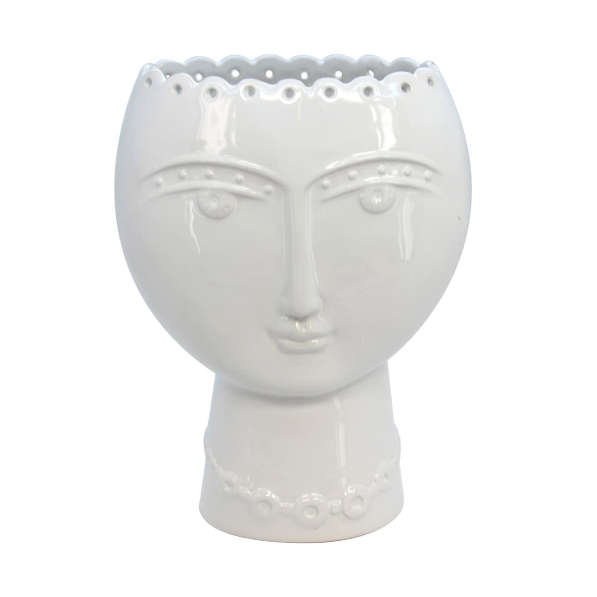 WHITE CERAMIC LADIES HEAD VASE - 19cm High