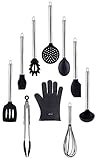 10 Piece Silicone Cooking Utensil Set With Stainless Steel Handles By Chef Essential