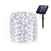 Adecorty Solar String Lights, Solar Fairy Lights 66ft 200 LED 8 Modes Silver Wire Lights Outdoor String Lights Waterproof Solar Decorative Lights for Patio Garden Yard Wedding Christmas (Cool White)