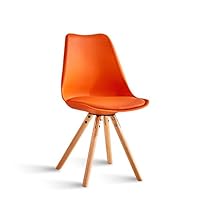 WCJ Wooden Chairs Simple North European Lazy Chairscreative Coffee Shop Stools Blue Grey Red Orange (Color : Orange)