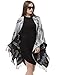 Womens Winter Knitted Poncho Cape Shawls Cardigans Sweater Pashmina Tassel Wraps,color black, One size