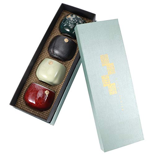 4 Stück Teetasse-Set Tea Cups Japanische Teetasse Retro Gebackene Teetasse Set Art Keramik Kung Fu Teegeschirr Kaffeetasse Geschenkbox Set für Home Office