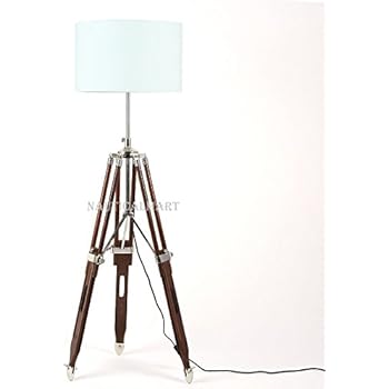 Nautical Tripod Wooden Floor Lamp Base Only Natural Finish