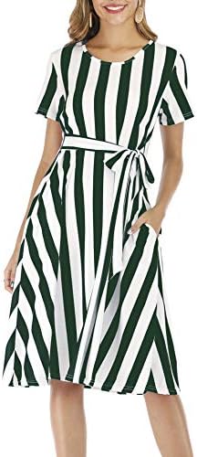 Glomeen Women's Vintage Floral Short Sleeve Casual Summer Midi Dresses with Pockets