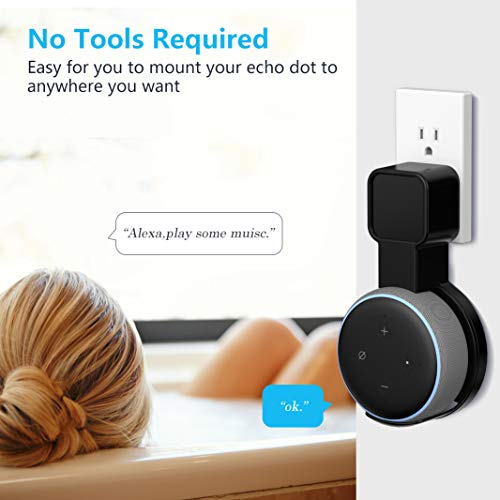 Outlet Wall Mount Holder Compatible with Dot 3rd Generation, A Space-Saving Solution for Your Smart Home Speaker, Clever Dot Accessories with Built-in Cable Management Hide Messy Wires - Thumbnail 3