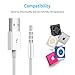 Charging Cable for iPod Shuffle, TITACUTE iPod Shuffle Cable 2 Pack 3.5mm Audio Jack to USB Charger Data Sync Charging Cable for Apple iPod Shuffle 3rd/ 4th/ 5th/ 6th/ 7th Gen (White)