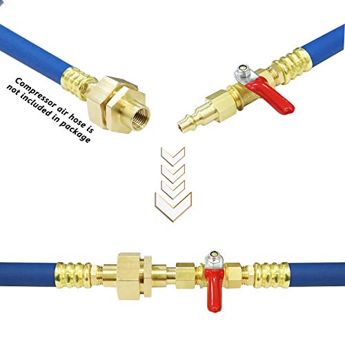 Jusen RV Antifreeze kit Sprinkler Adapter with ShutOff Valve, 12inch air Compressor Male and