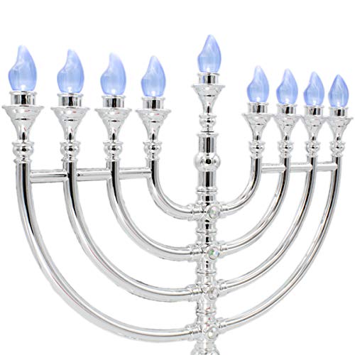 image for The Dreidel Company Traditional LED Electric Silver Hanukkah Menorah -