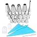 WEBSUN 28 PCS Cake Decorating Supplies Kit - 23 Icing Tips, 2 Silicone Pastry Bags, 2 Reusable Plastic Couplers & 1 Cleaning Brush. Professional Baking Supplies Frosting Tools Set for Cupcakes Cookies