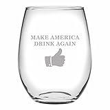 Fineware Make America Drink Again Funny Wine Glass - 15 Oz Etched Stemless Libbey Glass