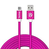 RENYANG (10ft/3m)Nylon Braided Micro USB Cable for Samsung Galaxy Xiaomi HTC Huawei LG Meizu Sony Motorola and More Android Devices Fast Charge Data Sync USB Cord Cable (Rose Red)