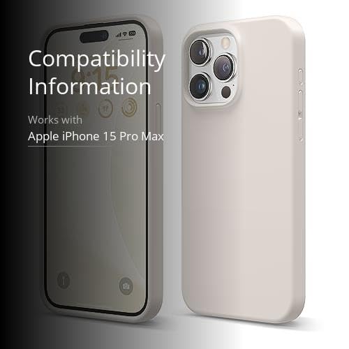 elago Compatible with iPhone 15 Pro Max Case, Liquid Silicone Case, Full Body Protective Cover, Shockproof, Slim Phone Case, Anti-Scratch Soft Microfiber Lining, 6.7 inch (Stone)