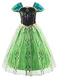 Padete Little Girls Anna Princess Dress Elsa Snow Party Queen Halloween Costume (5 Years, Green)