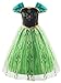 Padete Little Girls Anna Princess Dress Elsa Snow Party Queen Halloween Costume (4 Years, Green)