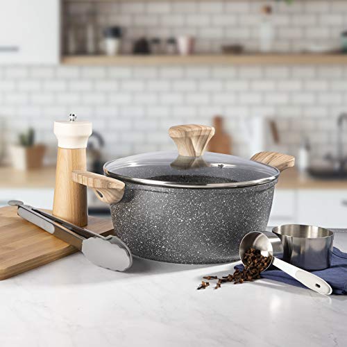 Country Kitchen Cookware Cast Aluminum Casserole Pot, 4 Quart, Speckled