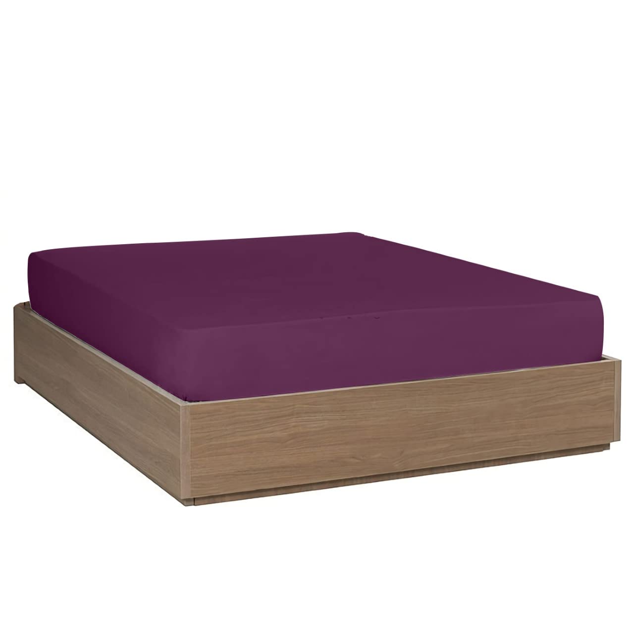 Allure Bedding 16 Inches 40 CM Extra Deep Fitted Sheets Poly cotton Plain and Soft Comfortable Easy Care Machine Washable Percale Single Double King Super King Bed Sheet (Single, Purple/Plum)
