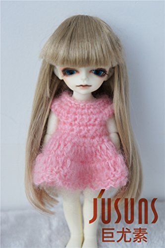 JD088 4-5'' 11-13CM Brown Long Hair with Back Braid BJD Doll Wigs 1/12 BJD Lovesick Doll Accessories