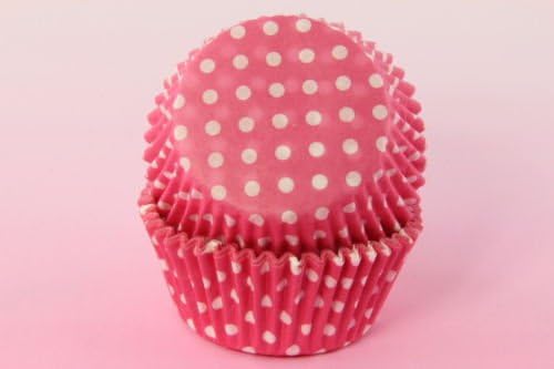 Disposable Baking Cups Mini Cupcake Liners Baking Cups Pink Polka Dot Standard Size 2'' x 1 1/4'' 1sets of 100 Liners Cups