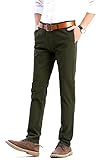 Mens Slim Fit Tapered Flat Front Casual Pants 100% Cotton Work Pants, 21 Colors for Choice