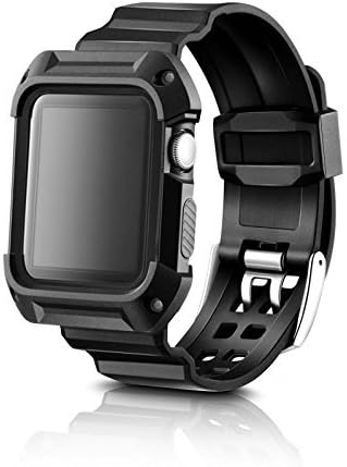Band for Apple Watch Case, MeriCino Rugged Protective Case Silicone Band Sport Replacement Bracelet Strap with Frame Case for iWatch Series 3/Series 2/Series 1(42mm)
