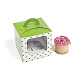 Lime Green Polka Dot Cupcake Boxes, 12 Count