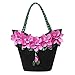 Women Shoulder Bag Handbag Tote Purse PU Leather Crossbody Flower with Weave Handle Bags White By Celsino (Black)