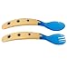 Baby Dipper Spoon and Fork Set, Blue - Ergonomic Utensils for Toddlers Learning to Self-feed
