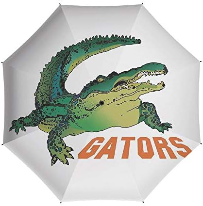 Folding Umbrella,Reptiles,Auto Open Close Umbrella 42 Inch,Grumpy Alligator Has a Word Gator Crocodile Humor Wild Life Safari Aquatic Print