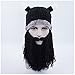 FreeFisher Unisex Knitted Viking Beanie Funny Hat with Detachable Beard Black