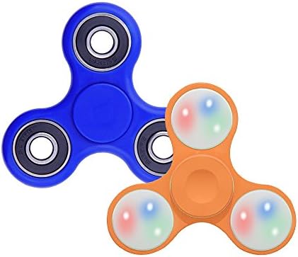 Mafun LED table Toy EDC 2 Pack Hand Spinner, High Speed Bearing - 2-3 Mins Of Smooth Spinning, For Adult Children, Stress Relief, ADD, Anxiety, Autism Sensory (Blue and Orange)