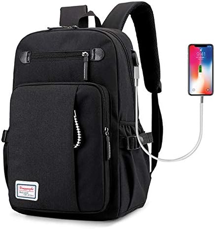 Laptop Backpack Business Rucksack with USB Charging Port College School bookbag Computer Bag School Backpack Casual Daypack for Travel slim Lightweight for Women & Men Fits 15.6 Inch,Black