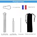 Portable Reusable Drinking Straws, WEBSUN 2 Pack Telescopic Travel Stainless Steel Drinking Straws with Keychain Cases & Cleaning Brush