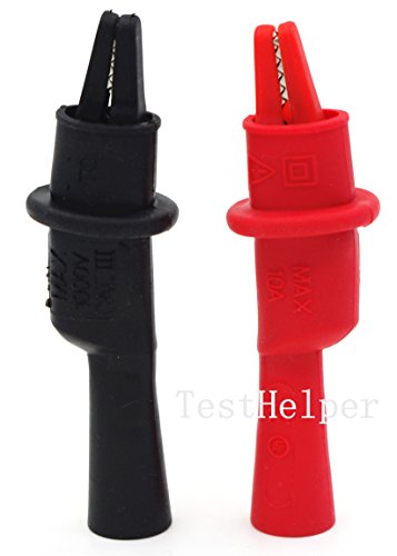 TestHelper AC15 Insulated Test Probe Push On Alligator Clips Crocodile Clamps for Test Leads