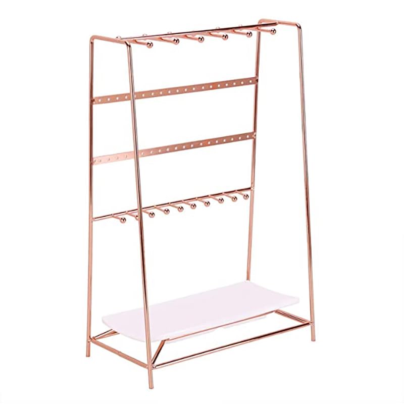Simmer Stone Rose Gold Jewelry Stand, Desktop Jewelry Organizer with Tray, Size 10.2 x 5.5 x 15.7 …