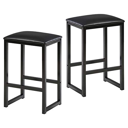 HOMOOI-24-Counter-Height-Bar-Stools-Set-of-2-Kitchen-Counter-Stool-with-Cushioned-Top-and-Metal-Base-Black 41saRiSXS0L
