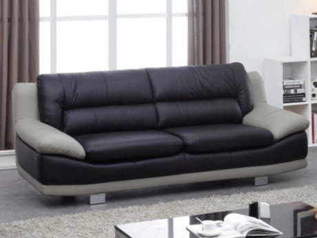 Canapé 3 Places En Cuir Thomas Bicolore Noir Et Gris