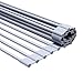 iPEGTOP Roll Up Dish Drying Rack with 304 Stainless Steel Plates Holder Pot Lid Organizer, Over The Sink Kitchen Foldable Multipurpose Dish Drainer Rack for Fruits Vegetable,16.9
