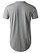 URBANCREWS Mens Hipster Hip Hop Basic Longline Crewneck T-Shirt w/Zipper Trim