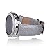 Thankscase Band Compatible for Samsung Galaxy Watch 3 45mm Band, Galaxy Watch 46mm Band, Gear S3 Classic/Frontier Band, Genuine Leather Wrist Strap Replacement with Embossed Pattern (Silver)