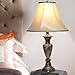 Home Source Industries LMP106 Traditional Cappuccino Table Lamp with Faux Marble Detail and Fabric Shade, 24.5-Inch Tall