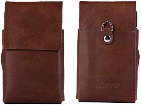 Lrker PU Leather Case for IQOS 2.4/2.4 Plus Electronic Cigarette, Magnetic Cover Anti-Lost Hook Clasp Compact Box Full Protection Shell Pocket Tobacco Holder Pouch Bag Brown