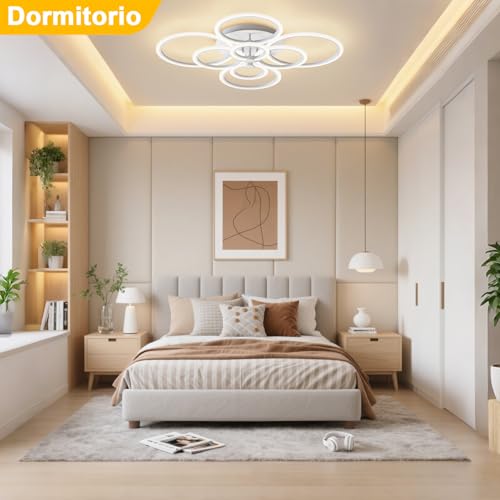 JSXing Lámpara de Techo Moderna, Lampara de Techo LED Regulable de Montaje Empotrado, Luces de 80CM, Accesorios de Iluminación para Dormitorio, Comedor, Sala de Estar (Blanco-8 Luces)