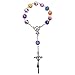 TALISMAN4U Catholic One Decade Auto Rosary 8mm Round Colorful Polymer Beads Virgin Mary Centerpiece Jesus Cross Crucifix