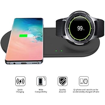 EloBeth Compatible with Samsung Wireless Charger Duo Fast Charging Stand Qi Phones & Galaxy Watch 42mm 46mm Active/Active 2 Wireless Charger (No Adapter)