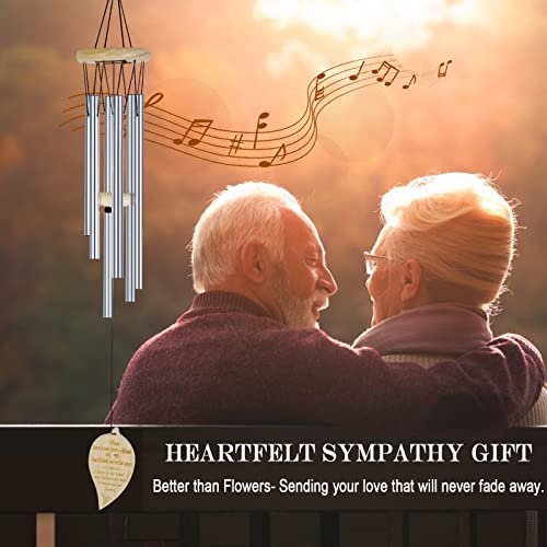 Raytian Sympathy Wind Chimes, Memorial Wind Chimes for Loss of Loved One Mother Father, Sympathy Gifts for Home Decor, 26 Inches Wind Chimes for Outside with Sympathy Card Wooden Leaf-Shaped Pendant