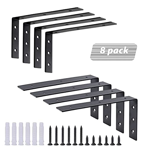 Shelf Brackets 12 Inches Black Brackets for Shelves Heavy Duty Metal