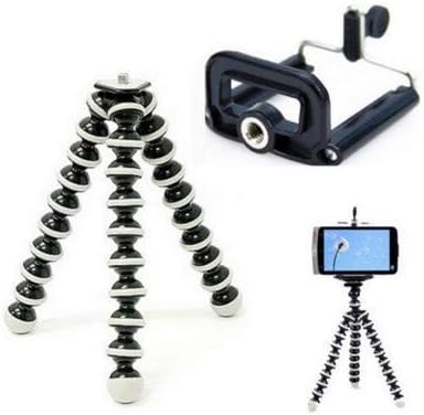 VOSAVO Gorilla Tripod Fully Flexible Tripod 6 Inch Height Universal Mini Mobile Tripod with Mobile Clip Holder (White & Black)