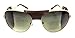 Retro Aviator Sunglasses w/Faux Leather Bridge & Side Shields (Gold Frame - Brown Leather, Green)