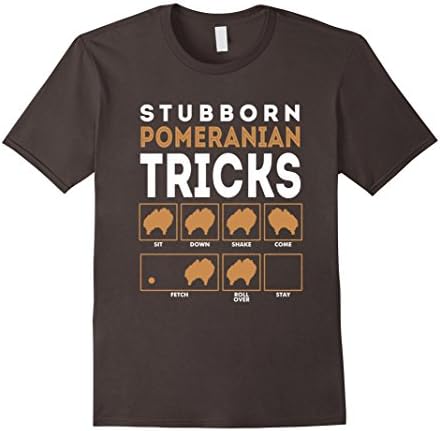 Stubborn Pomeranian Dogs Tricks Graphic T-Shirt Tee - Male 3XL - Asphalt